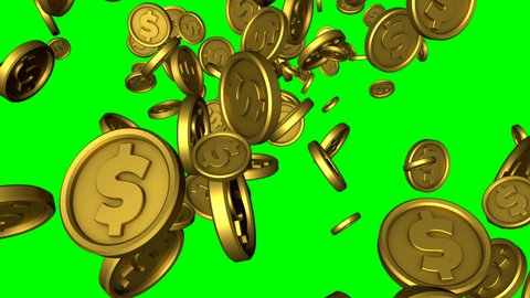 The exploding gold coins, 3d Rendering
