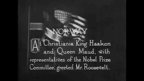 CIRCA 1910s - Theodore Roosevelt Jr. travels with King Haakon to accept the Nobel Peace Prize, in Norway, in 1910.
