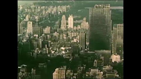 CIRCA 1950 - An early 1950s travel film showing a panoramic shot of the city, while also introducing people to New York's communications systems.