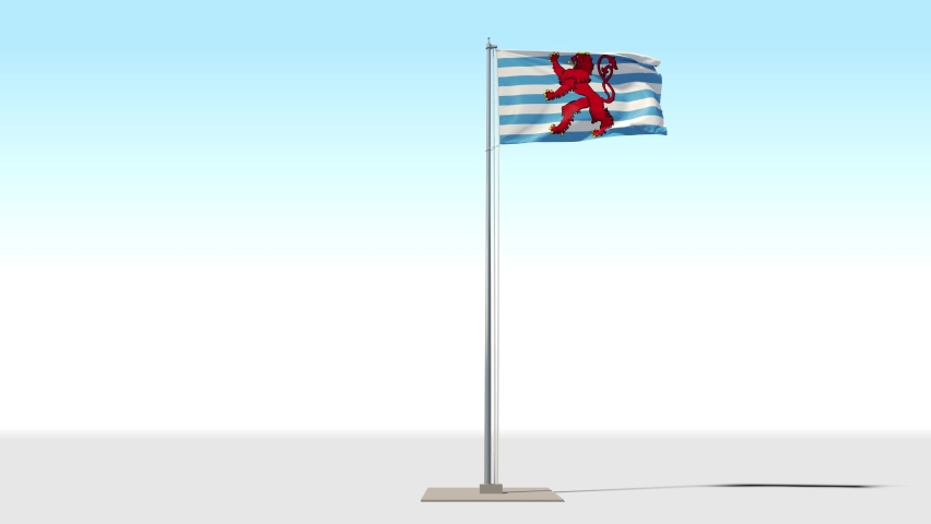 Coat of arms Luxembourg wave flag Grand Duchy of Luxembourg on black background. You can cut this footage from the background (Luma Mattes)