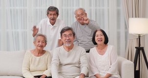Portrait group of asian senior people looking to camera together with smiling. Retirement activity or lifestyle concept.
