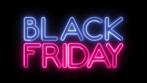 Looped animated "BLACK FRIDAY" text with neon effect.