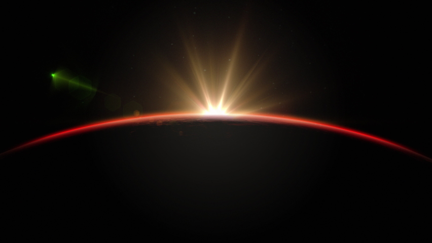 Dawn on Mars, the red planet in the sun. Space in 4K