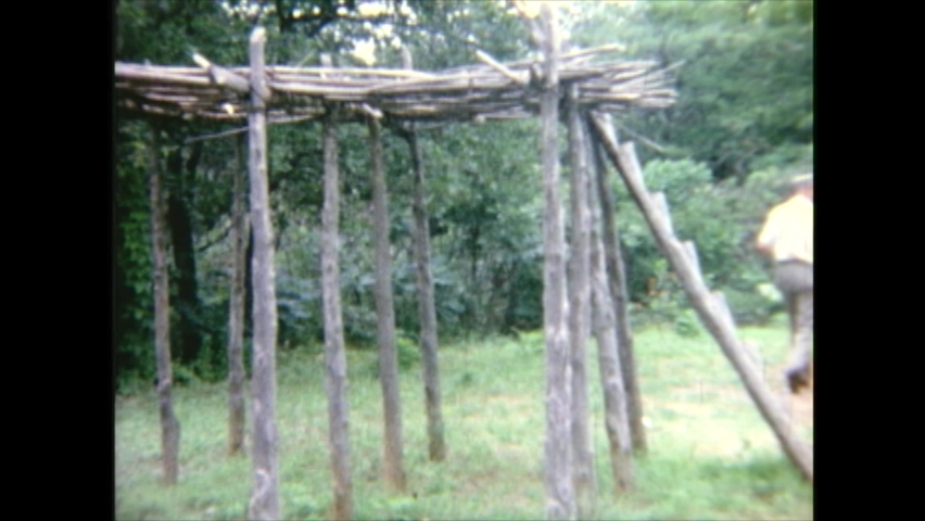 US / Arizona - 1963: Cave Creek Frontier Town Apache Houses Part2	Amateur film clip from the 1960