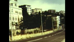 Italy / Naples - 1971: General view of city and seaside. Amateur film clip from the 1970's. 