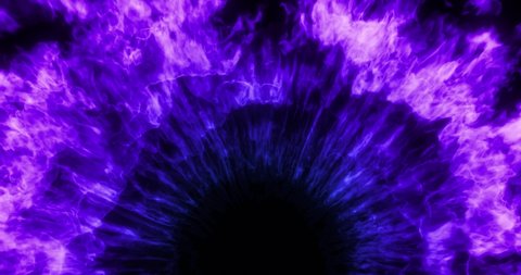 Abstract Purple Gas Ring exploding outward. Nebula like or Iris looking visual for background. Plasma or portal abstract art VJ. 3D render, 4K seamless loop.
