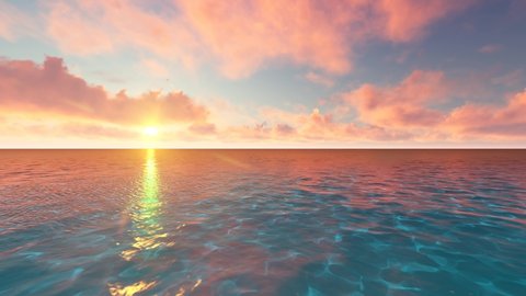 Beautiful tranquil natural vacation seascape with scenic ocean waves in tropical environment, deep clear transparent pure blue water background. A summer travel in paradise, peaceful 3D render