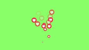 Red hearts isolated on green background move up 4k footage. Heart on green screen. - Powered by Shutterstock - Get 15% off with code: PIKWIZARD15