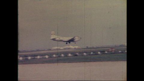 US / Texas - 1963: Airplane Landing Amateur film clip from the 1960's. 