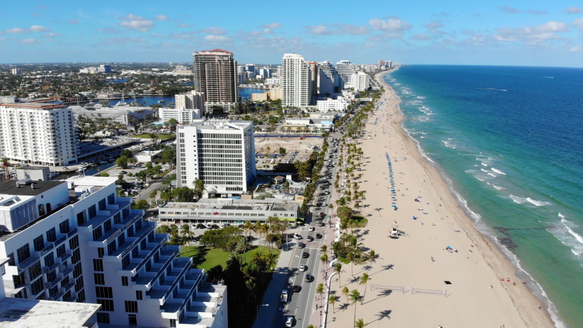 Aerial view of the beach at Fort Lauderdale, Florida image - Free stock ...