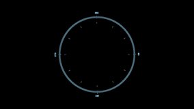 Continuous main loop of a 360 degrees compass swinging in center on a dark background from the interface collection - FUI - HUD Video Element. - Powered by Shutterstock - Get 15% off with code: PIKWIZARD15