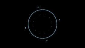 Loop in of a 360 degrees compass originating from center on a dark background from the interface collection - FUI - HUD Video Element. - Powered by Shutterstock - Get 15% off with code: PIKWIZARD15