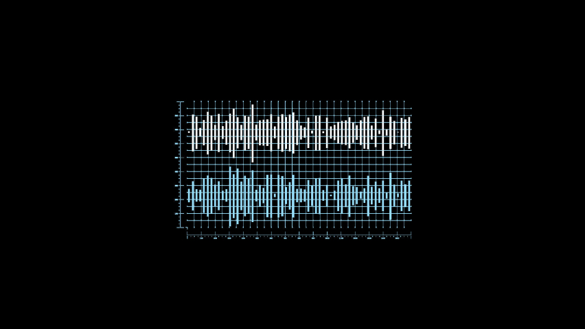 Loop out of two waveform graphs on the canvas in center fading away on a dark background from the interface collection - FUI - HUD Video Element.