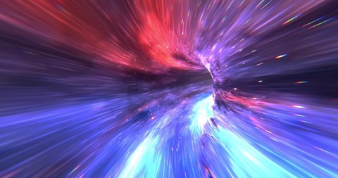 Warp speed space travel concept. great for VJ and backgrounds. Travel through time and space at the speed of light. intergalactic voyage, vortex loop twisting in space. 3D render, 4K seamless loop.