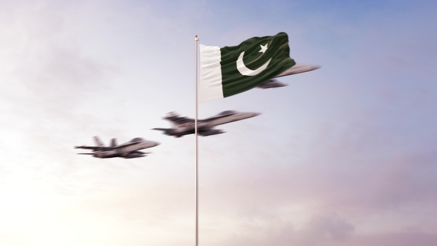 Pakistan Flag With Air Force. Conceptual  3D animation