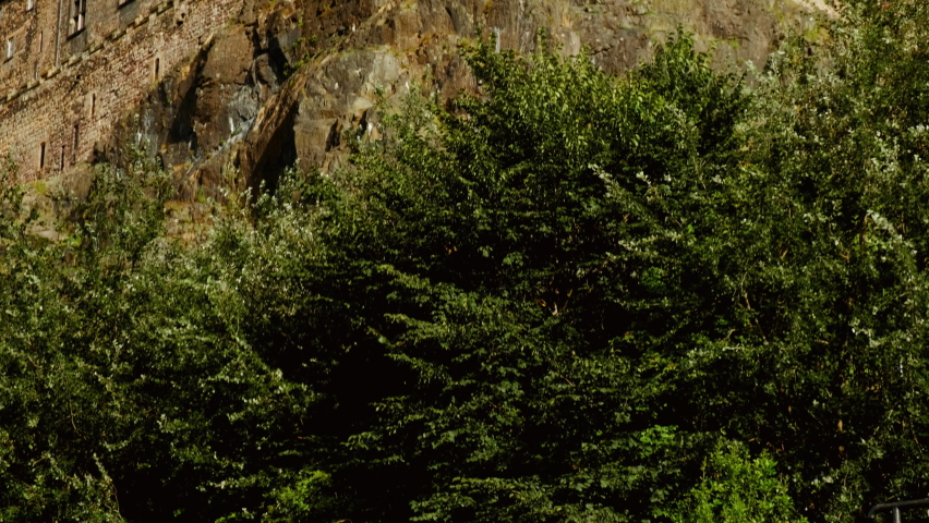 Close-up shot of Edinburgh Castle in Scotland, UK. The royal castle on the rock dates back to the reign of David I in the 12th century