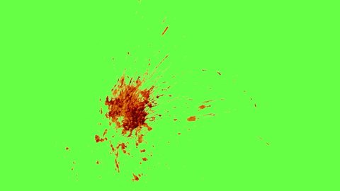 Chroma keying effect of a small pool of blood splashing from left side at the center on the screen shot at 120fps from the Carnage collection - Blood VFX Video Element.