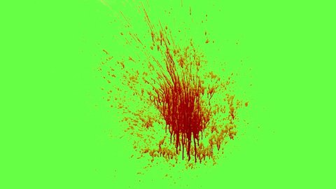 Chroma keying effect of a quick blood splatter at the center, dripping slowly on the screen shot at 60fps from the Carnage collection - Blood VFX Video Element.