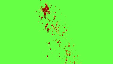 Chroma keying effect of blood drops splattering at the center and dripping slowly on the screen shot at 60fps from the Carnage collection - Blood VFX Video Element.