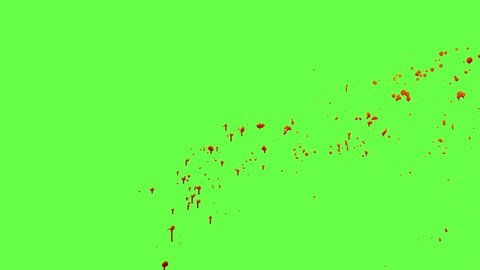 Chroma keying effect of blood drops splattering and dripping slowly on the screen shot at 60fps from the Carnage collection - Blood VFX Video Element.