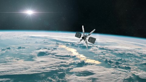Military Spy Satellite Conducting Surveillance In Orbit Of Planet Earth