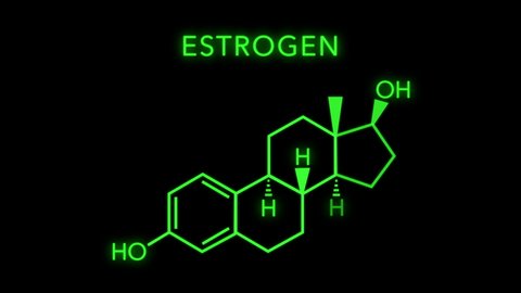 Estrogen or oestrogen Molecular Structure Symbol Neon Animation on black background