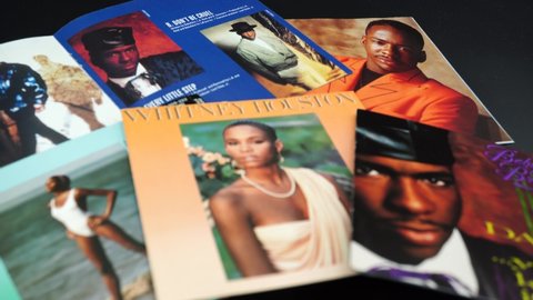Rome, August 29, 2020: CDs and artwork of WHITNEY HOUSTON, and BOBBY BROWN. Married from 1992 to 2006 when after a difficult relationship they divorced