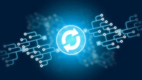 Animation Abstract digital data and network connections Refresh Rotate recycle logo on blue Cyber or technology background - Powered by Shutterstock - Get 15% off with code: PIKWIZARD15