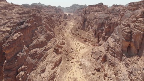 Aerial views of hiking trail near Al Ula, Western Saudi Arabia