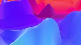 Fantastically colorful landscape. 4k abstract looped fantastic background, liquid gradient of paint with internal glow forms hills or peaks that change smoothly in the cycle.