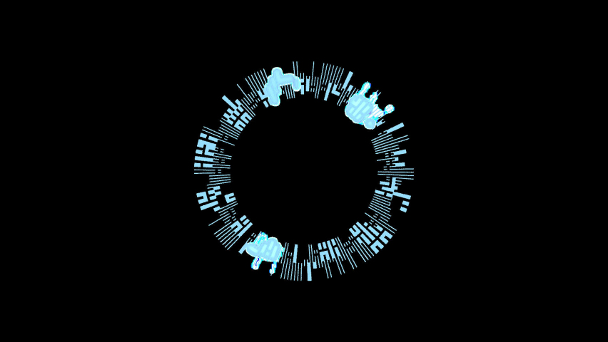 Loop out of fading and flickering of a portal with linear elements in center on a dark background from the interface collection - FUI - HUD Video Element.