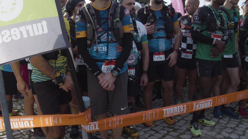 Sintra/Lisbon/Portugal - 09-02-2020: Crowd of Runners preparing to start running for charity