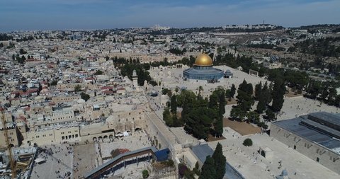 Jerusalem old city and golden dome - Aerial view
