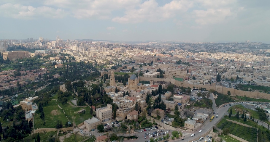 Jerusalem old city and golden dome - Aerial view