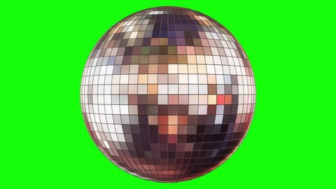 Animation of rotation of a mirror disco ball on a green background. 3d illustration loop seamless video