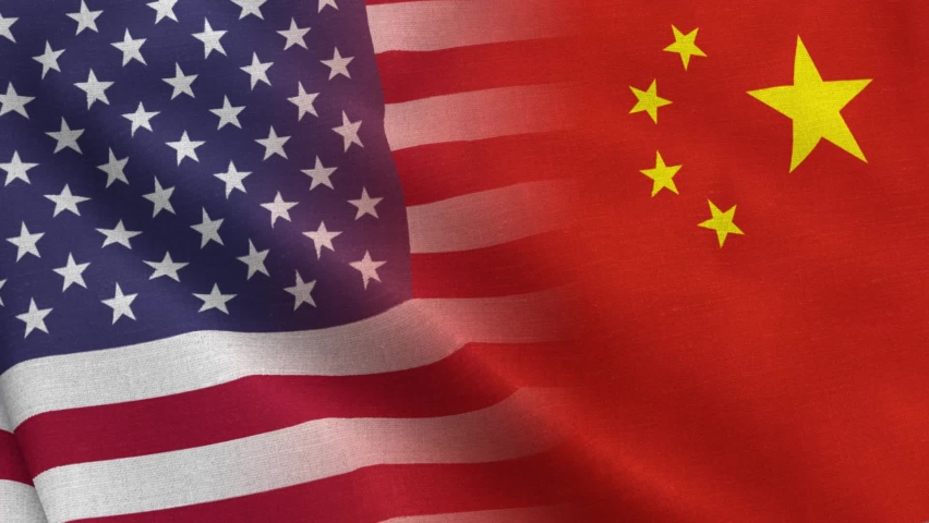 usa china flags waving background american Stock Footage Video (100% ...