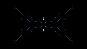 Continuous main loop of movement of side elements on a dark background from the Interface collection - FUI - HUD Video Element.