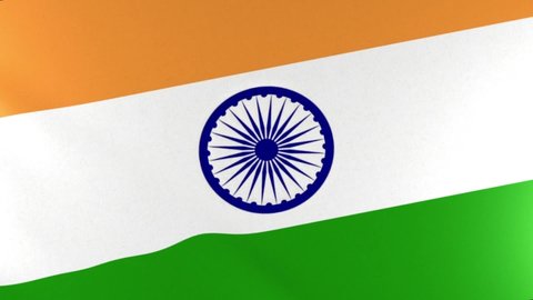 Indian Flag Waving In Wind.The National Flag is a horizontal tricolour of India saffron (kesaria) at the top, white in the middle and India green at the bottom in equal proportion.