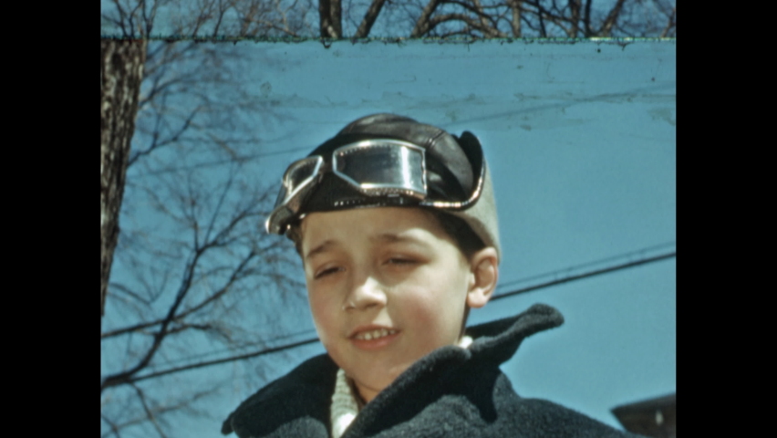 1950s Child Flight Hat Goggles Two 