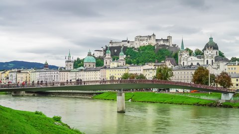 timelapse Salzburg City in Austria