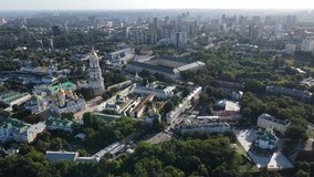 Kyiv cityscape, Ukraine. Aerial view, Kiev. Slow motion