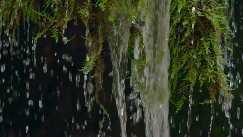Mountain waterfall. Fast mountain river. Headwaters mountain river. The Tumnin River is the largest river on the eastern slope of the Sikhote-Alin Range.