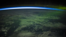 ISS Time-lapse Video of Earth seen from the International Space Station with dark sky and Aurora Borealis at night over Alberta to Quebec Canada, Time Lapse Full HD. Images courtesy of NASA.