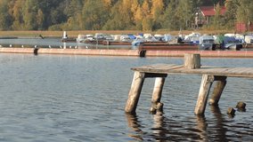 Fishing boats on the pier, Lake Ladoga, Russia