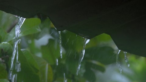 rain water falling from roof top shade uhd