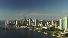 Aerial establishing approach City of Miami 4k