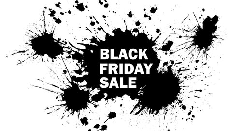 Animated video, the concept of Black Friday Sale on dark transparent background. Moving text Black Friday Sale. 2d video with Alpha channel. 