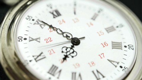 Vintage aged pocket watch clock timelapse,time flowing speed,analog clock motion