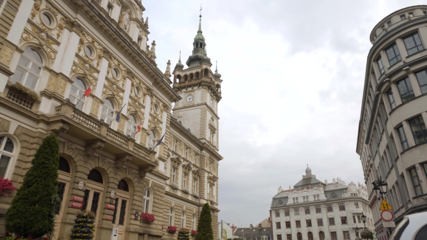 Town Hall in Bielsko Biała on a cloudy day