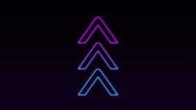 Arrows looped Animation of gradient blue signal with a black background. disco glow light shows direction. Neon sign for promo, ad banners, news, presentations, online media, social media. swipe up - Powered by Shutterstock - Get 15% off with code: PIKWIZARD15